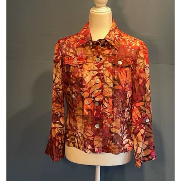 Ruby Rd Size 6 Women's Jacket‎ Red Print Button Front - Picture 1 of 5